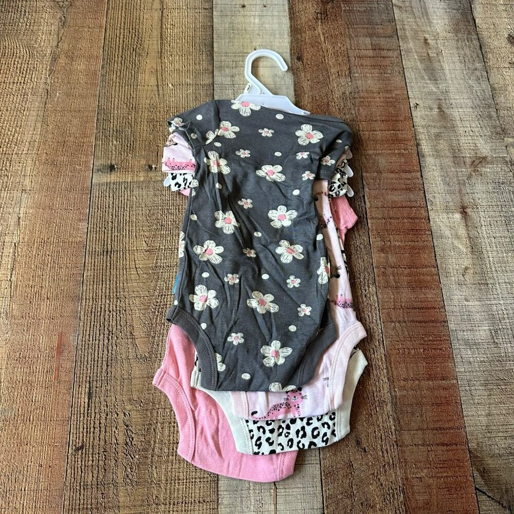 Gerber Baby Girls Size 6-9M Bodysuit Set of 4 animal print cheetah floral - Picture 8 of 8